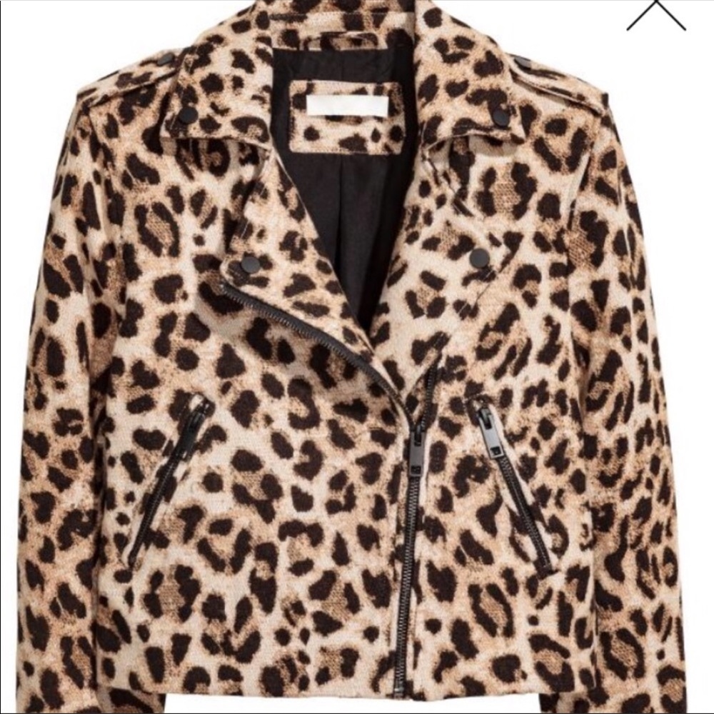 H&M woven leopard jacket size 4